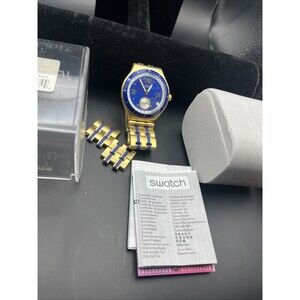 NEW - Never Worn! GOLD PLEASURE YPG401GPU irony Stainless Steel Swatch Watch Men